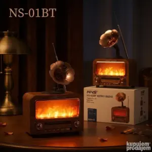 Retro Radio sa Bluetooth efektom vatre i lampom