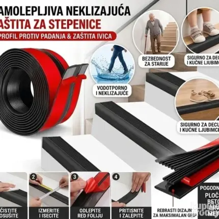 Samolepljiva Gumena Traka za Stepenište protiv Klizanja