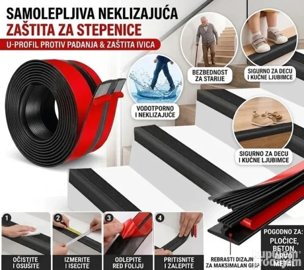 Samolepljiva Gumena Traka za Stepenište protiv Klizanja
