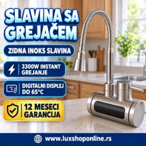 Slavina za zid od inoksa sa grejacem i fleksi lulom