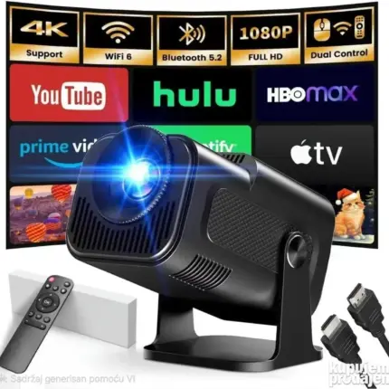 Smart projektor 1080P FHD 4K WiFi i Bluetooth