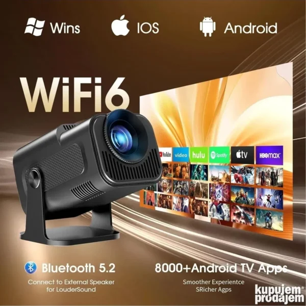 Smart projektor 1080P FHD 4K WiFi i Bluetooth