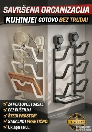 Zidni kuhinjski organizator za poklopce i daske za sečenje